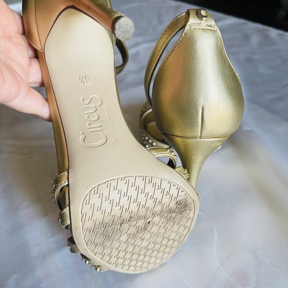 Circus by Sam Edelman Women's Gold Ankle Strap Stiletto Sandals Size 5.5 - Picture 5 of 8